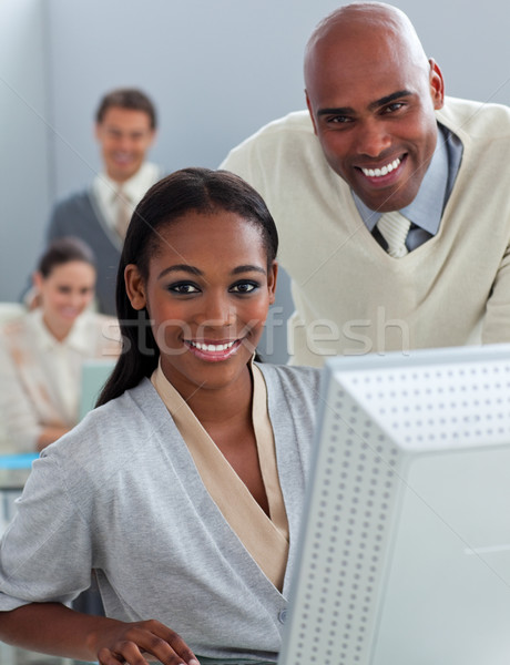 Porträt zwei Geschäftsleute arbeiten Computer Büro Stock foto © wavebreak_media