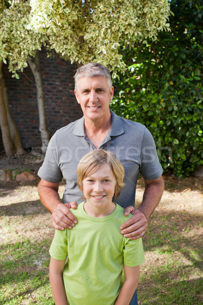 Stock foto: Junge · Großvater · schauen · Kamera · Familie · glücklich