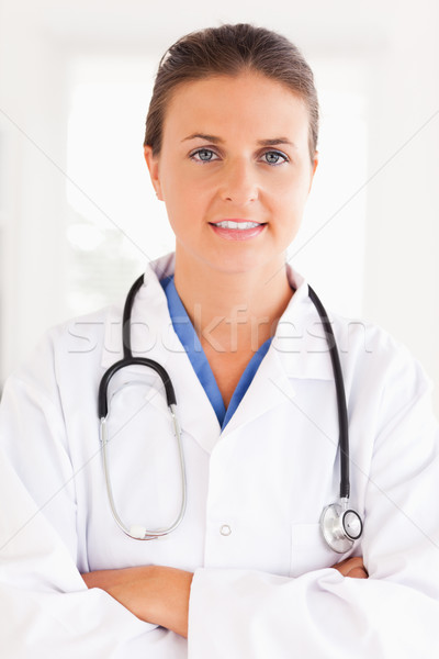 Stock foto: Porträt · schönen · Arzt · Stethoskop · Chirurgie · Arbeit