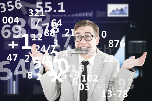 összetett kép üzletember harap számológép üzlet Stock fotó © wavebreak_media