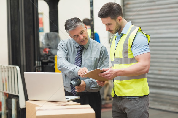 Stockfoto: Werknemers · pakket · magazijn · portret · business