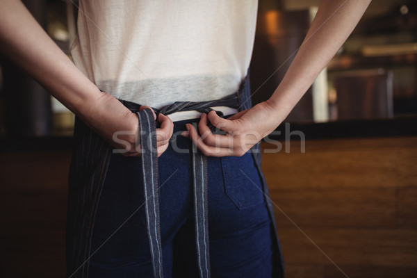 Foto stock: Camarera · delantal · restaurante · nina · feliz