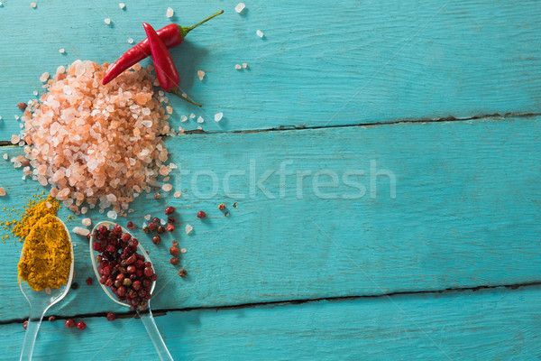Various spices on wooden table Stock photo © wavebreak_media