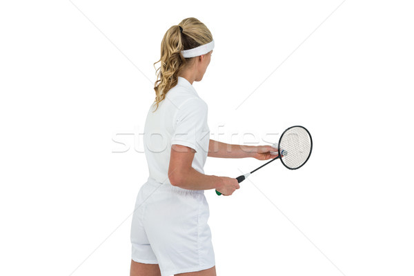 Female athlete holding a badminton racquet ready to serve  Stock photo © wavebreak_media