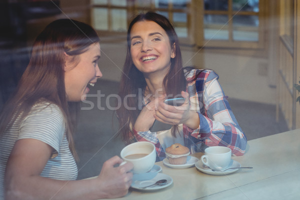 Cheerful women with cellphone at coffee shop Stock photo © wavebreak_media