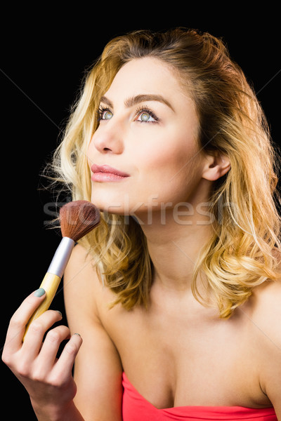 Schöne Frau posiert Make-up Pinsel schwarz Mode Stock foto © wavebreak_media