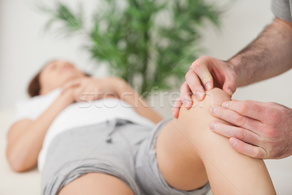 Foto stock: Rodilla · mujer · médico · habitación · médicos · salud