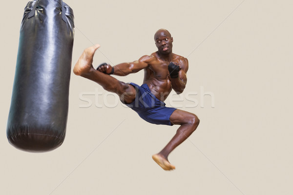 Foto stock: Sin · camisa · muscular · boxeador