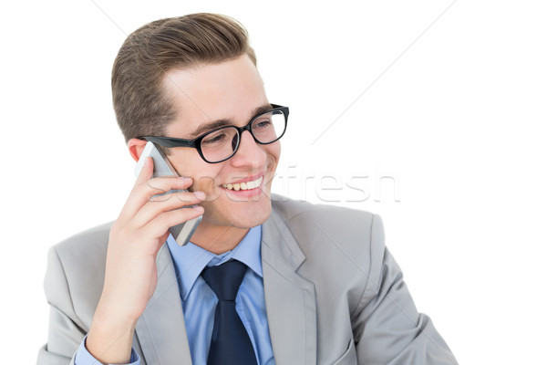 Zdjęcia stock: Biznesmen · rozmowa · telefoniczna · biały · działalności · garnitur · komunikacji