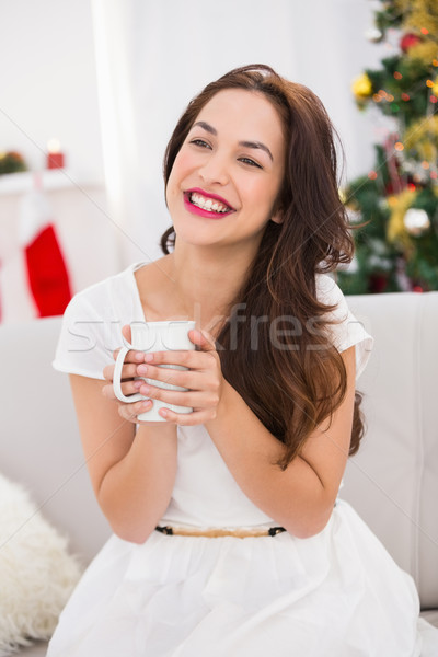 Sorridere bruna mug home soggiorno Foto d'archivio © wavebreak_media