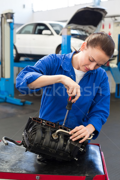 Mechaniker arbeiten Motor Reparatur Garage glücklich Stock foto © wavebreak_media