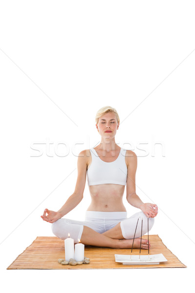 Encajar mujer meditando bambú fitness salud Foto stock © wavebreak_media