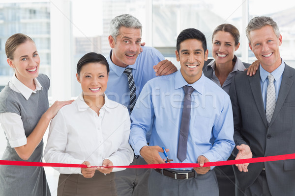 Foto stock: Homem · de · negócios · vermelho · mulher · escritório · homem