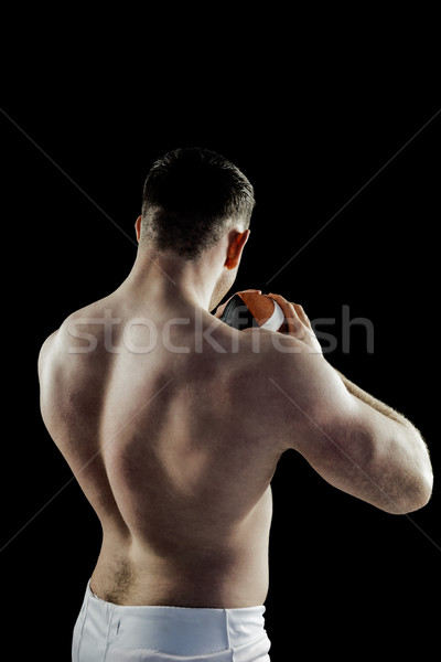 Stockfoto: Shirtless · amerikaanse · voetballer · bal · zwarte · sport