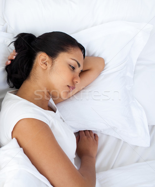 Stockfoto: Ontdaan · vrouw · slapen · afzonderlijk · echtgenoot · familie