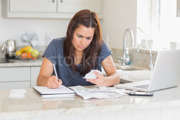 Brunette woman calculating bills in the kitchen Stock photo © wavebreak_media