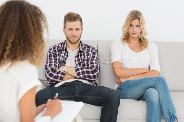 Unhappy couple not talking on the couch Stock photo © wavebreak_media