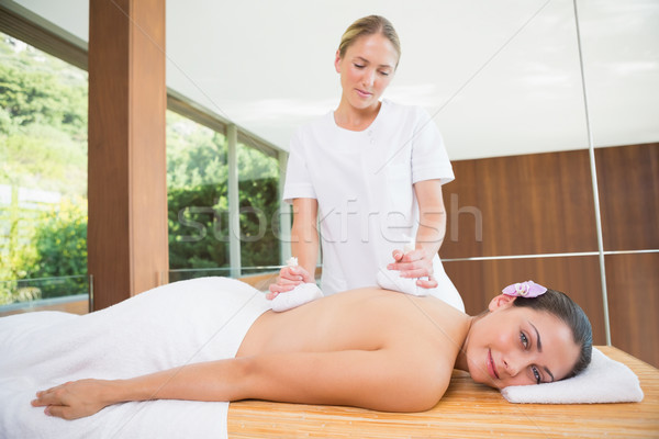 Femme souriante Retour massage heureux [[stock_photo]] © wavebreak_media