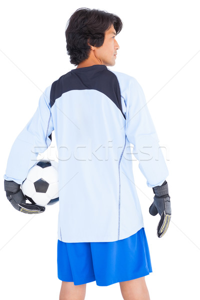 Goalkeeper in blue holding ball Stock photo © wavebreak_media