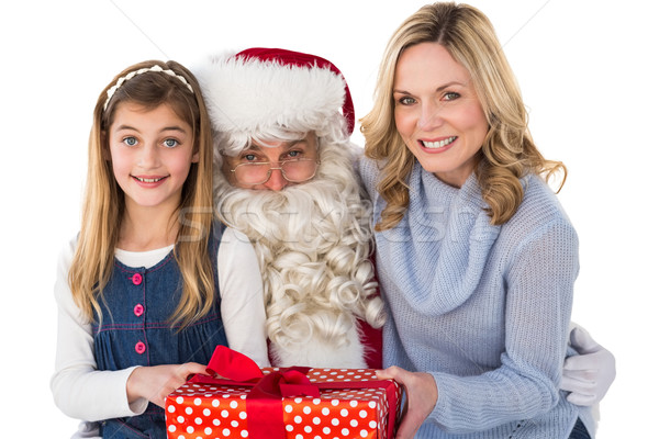 Mother and daughter with santa claus Stock photo © wavebreak_media