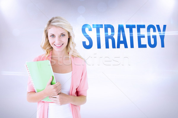 [[stock_photo]]: Stratégie · gris · mot · jeunes · joli · étudiant