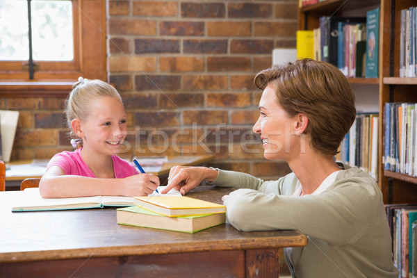 Teacher helping pupil in library Stock photo © wavebreak_media