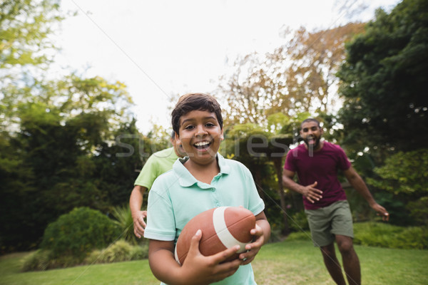 Erkek oynama rugby baba dede park Stok fotoğraf © wavebreak_media