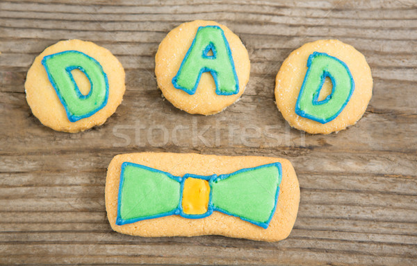 Ansicht Cookies Vater Text Tabelle braun Stock foto © wavebreak_media