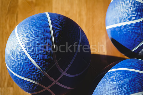 關閉 藍色 法庭 地板 木 球 商業照片 © wavebreak_media