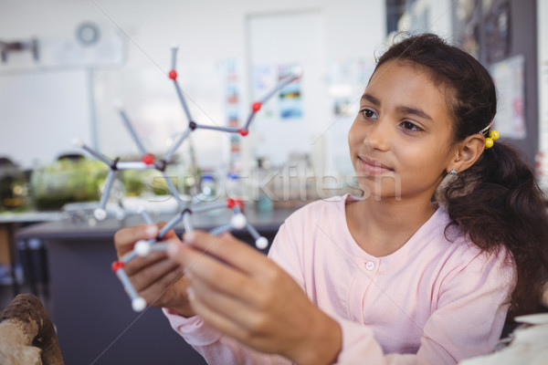 Elementary student examining molecule model Stock photo © wavebreak_media
