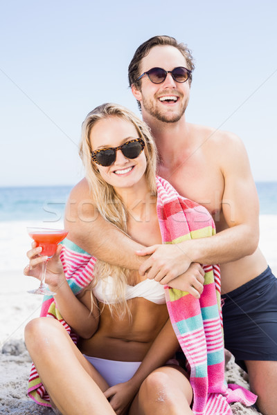 Foto stock: óculos · de · sol · praia · coquetel · mar