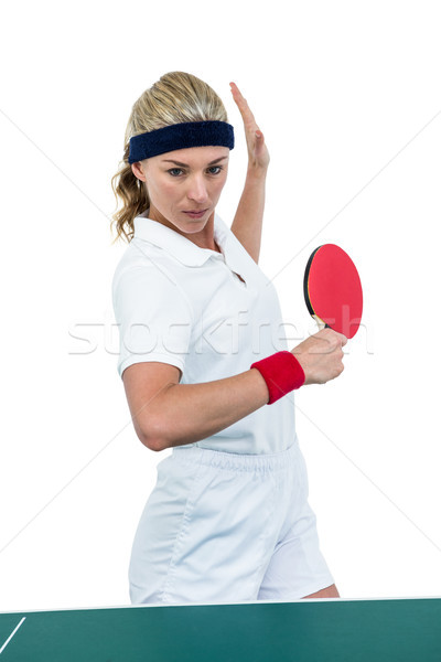 Kobiet sportowiec gry tenis stołowy biały kobieta Zdjęcia stock © wavebreak_media