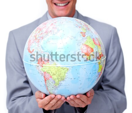 Fortunate businessman holding a terrestrial globe Stock photo © wavebreak_media