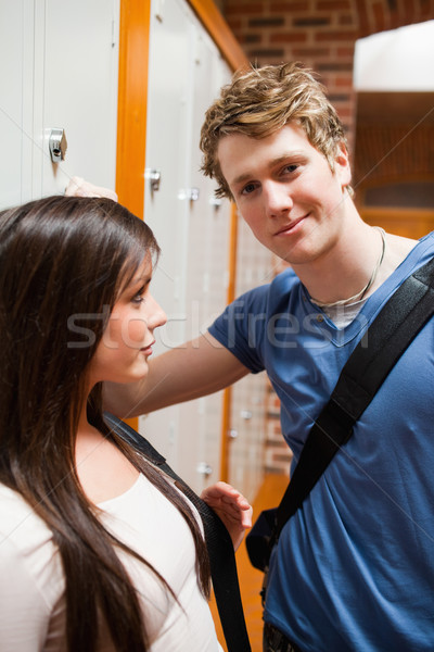 Portret jonge man vriendin gang gezicht Stockfoto © wavebreak_media