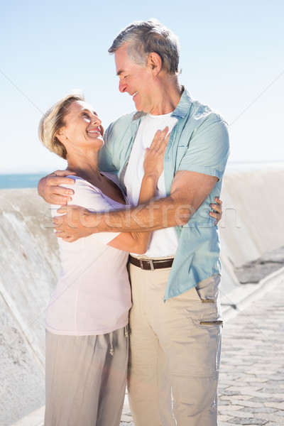 Boldog idős pár átkarol móló napos idő férfi Stock fotó © wavebreak_media