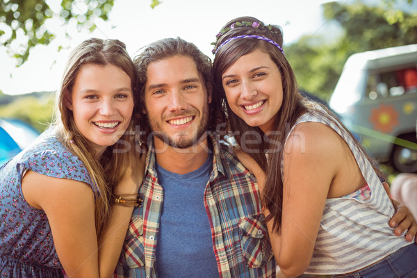 Handsome hipster is a hit with the ladies Stock photo © wavebreak_media