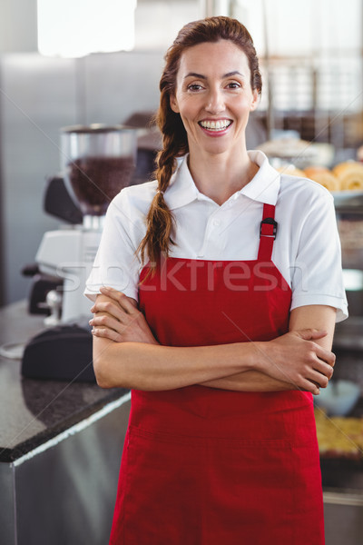 Dość barista uśmiechnięty kamery Kafejka Zdjęcia stock © wavebreak_media