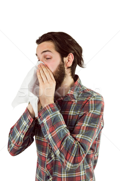 Gut aussehend Hipster Nase weht weiß krank männlich Stock foto © wavebreak_media