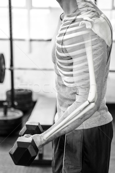 Arm starken Mann Heben Gewichte Fitnessstudio Stock foto © wavebreak_media