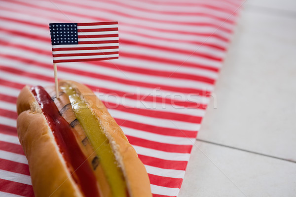 Hot dog houten tafel voedsel drinken Stockfoto © wavebreak_media