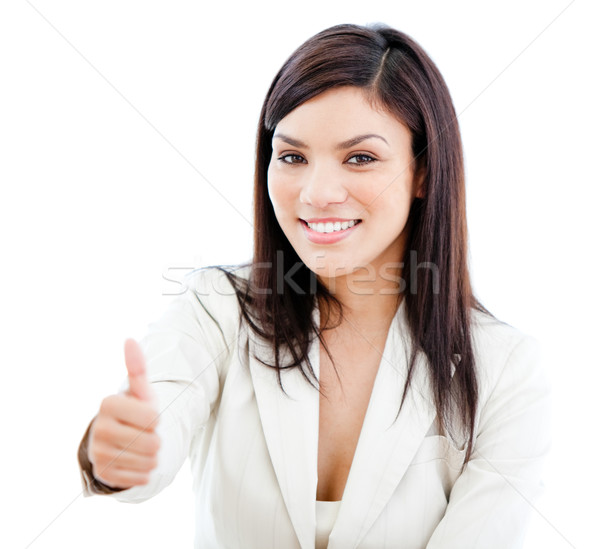 Portrait beautiful businesswoman doing a thumb-up  Stock photo © wavebreak_media