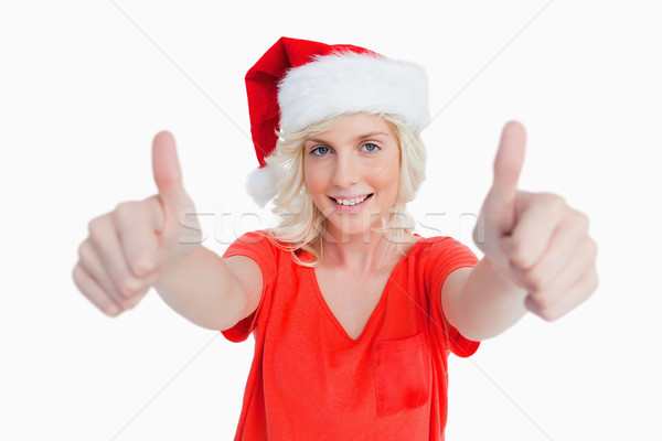 微笑的女人 聖誕節 帽子 滿意 商業照片 © wavebreak_media