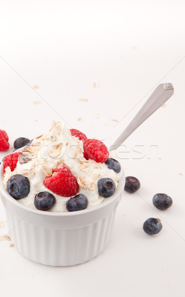 Saine dessert baies blanche fond fruits [[stock_photo]] © wavebreak_media