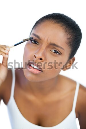 Frau Pulver Gesicht groß Make-up Pinsel Stock foto © wavebreak_media