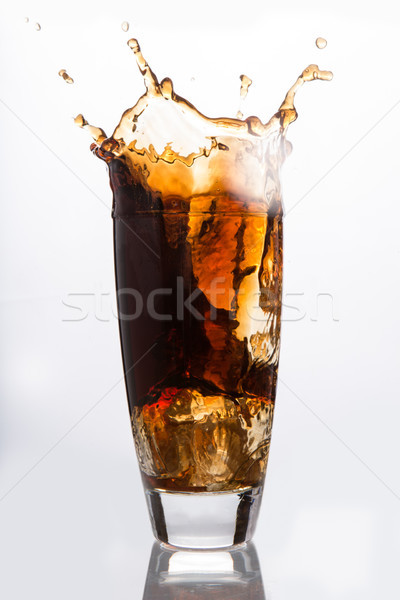 Stockfoto: Ice · Cube · vallen · glas · soda · witte · ijs