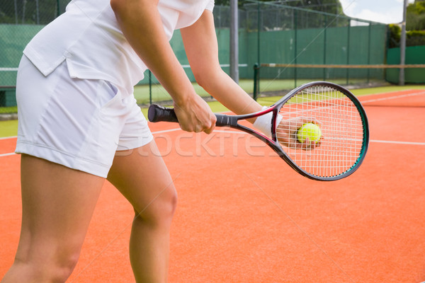 Tennis player getting ready to serve Stock photo © wavebreak_media