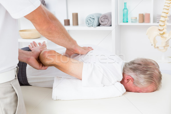 Foto stock: De · volta · massagem · paciente · médico · escritório · homem