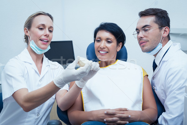 Foto stock: Dentistas · mujer · prótesis · dientes · femenino