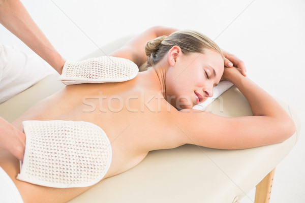 Békés szőke nő élvezi hát masszázs gyógyfürdő Stock fotó © wavebreak_media