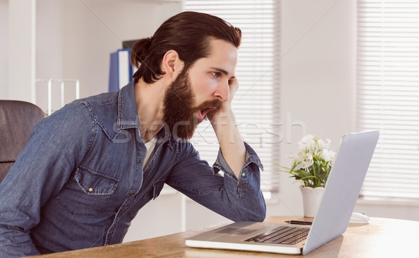 Hipster businessman working on laptop Stock photo © wavebreak_media